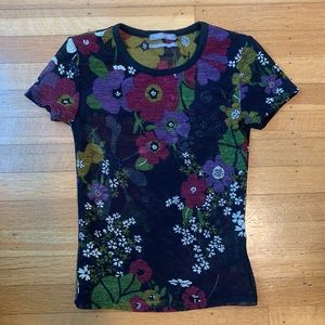 Mesh floral print top